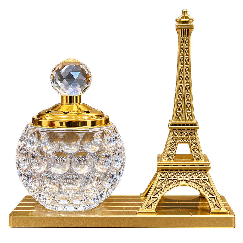 مبخرة برج باريس الكريستالية - ذهبي - مبخرة فحم